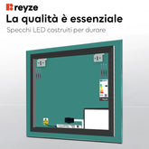 Specchio LED Quadrato | Pulsante touch | Luce bianca calda - Reyze Serie Motivated Modello 7